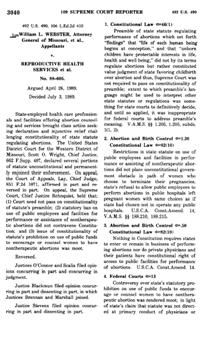 19. Webster v. Reproductive Health Services, 492 U.S. 490 (July 03, 1989) vs.
