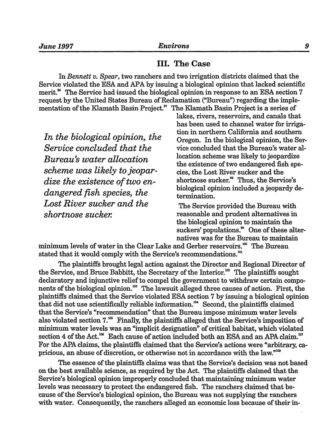 June1997 Environs III. The Case In Bennett v.