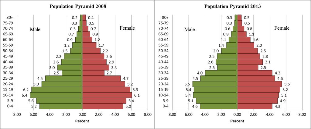 F. Age-Sex Structure Cambodian population s age-sex structure reflects the past high mortality and low fertility rate during Khmer Rouge regime (1975-1979).