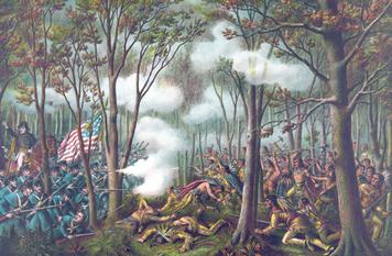 7. President Madison s Dilemma: Protecting Sailors and Settlers Indiana governor William Henry Harrison, on the far left, is shown encouraging his troops during the Battle of Tippecanoe Creek.