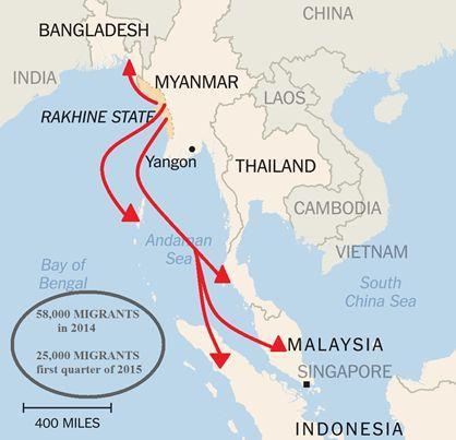 Map of Rohingya migration routes What is the legal status of the Rohingya?