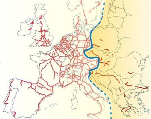 The plans of this time for the future motorways show equal density between Western and East-Central Europe.