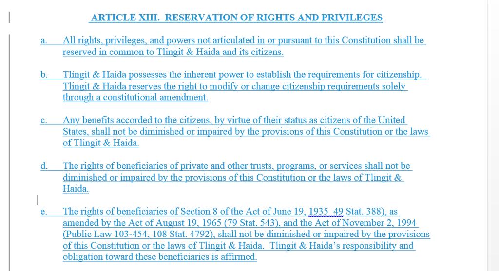 Article XIII. Reservation of Rights and Privileges This article is new.