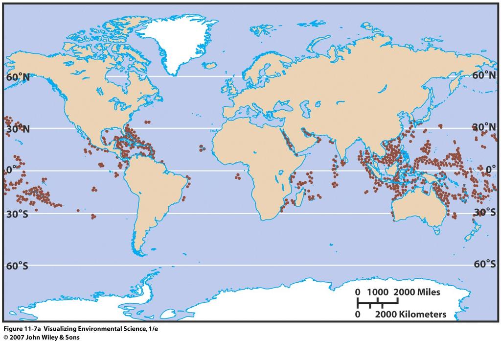 DISTRIBUTION OF CORAL REEFS