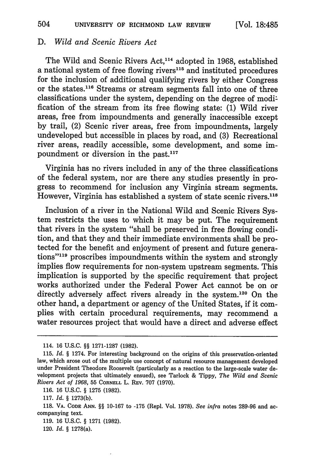 UNIVERSITY OF RICHMOND LAW REVIEW [Vol. 18:485 D.
