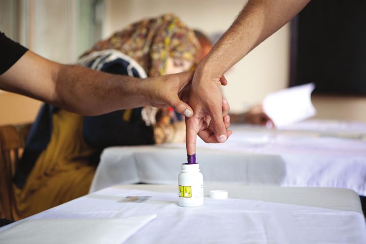 5- The voter shall dip the index finger of the right hand in the indelible ink. If the index finger of the right hand is disabled, then the index finger of the left hand shall be used instead.