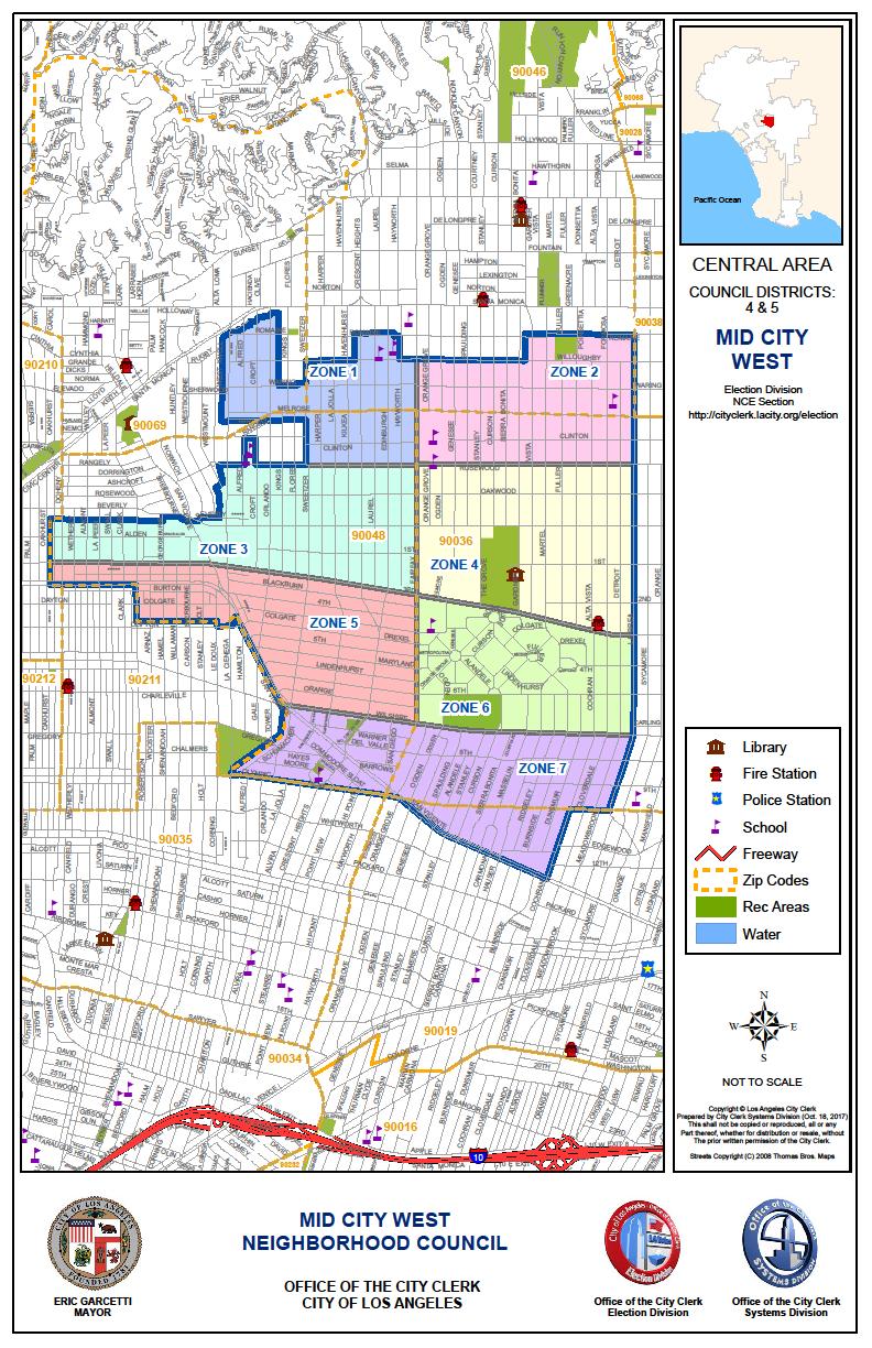 ATTACHMENT A- Map of Mid City West Community Council with Zones