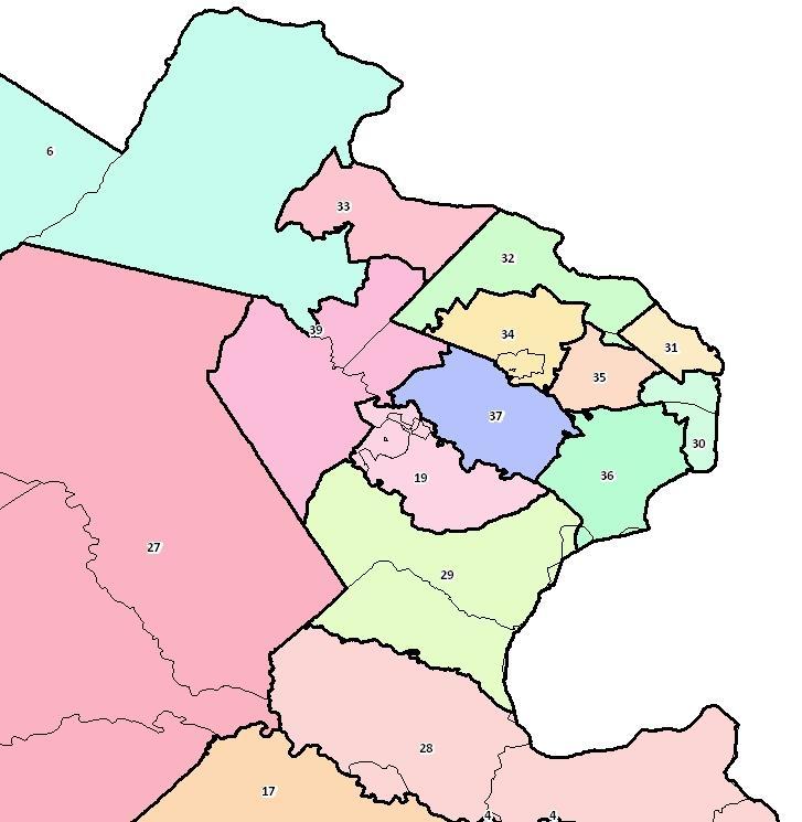 Virginia Senate Model Map Option #2: 3%-plus Population Deviation The 3%-plus Senate alternative presents the same basic shape for all of the districts in the 2% alternative, but with fewer