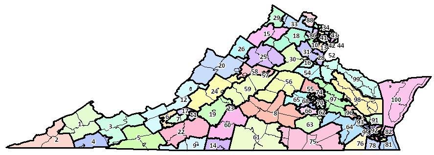 House of Delegates Model Map Option #1: 12 Majority-Minority Districts The first consideration was to create majority-minority districts to be in compliance with the Voting Rights Act.