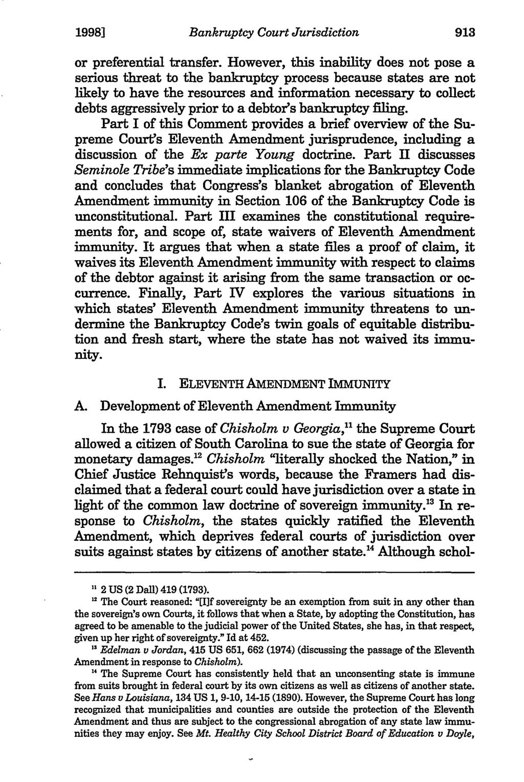 1998] Bankruptcy Court Jurisdiction or preferential transfer.