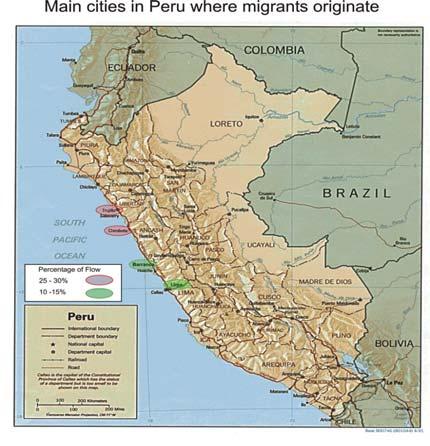 As said before, the majority of migrants come from coastal areas in the centre and north of Peru. Specifically, from areas which have sustained economic depression since the 1980s.