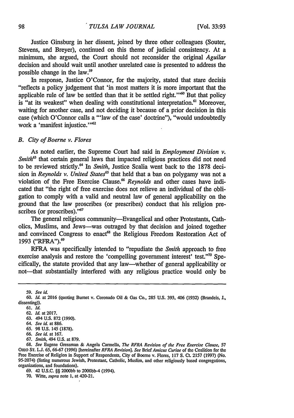 Tulsa Law Review, Vol. 33 [1997], Iss. 1, Art. 8 TULSA LAW JOURNAL (Vol.