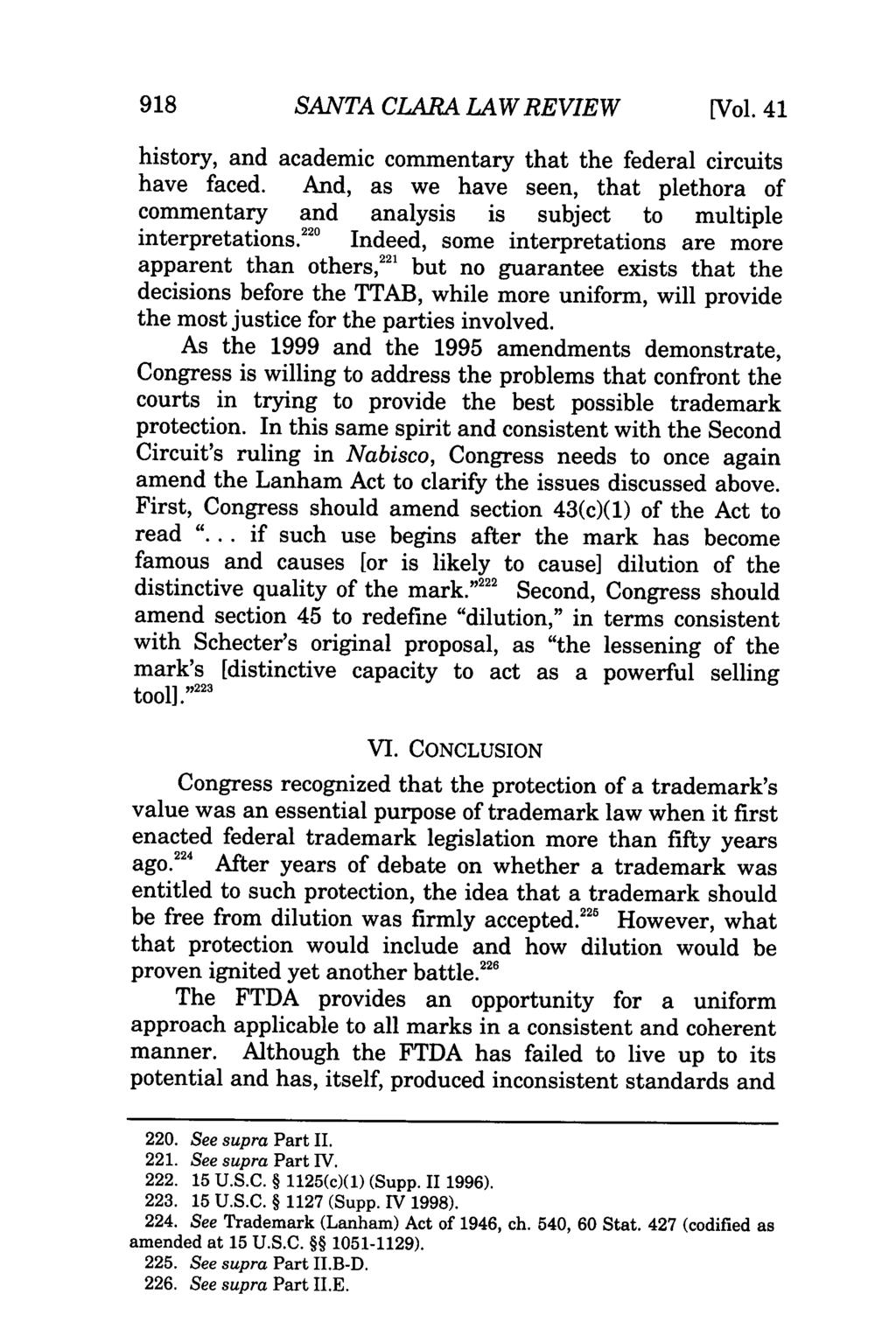 918 SANTA CLARA LAW REVIEW [Vol. 41 history, and academic commentary that the federal circuits have faced.