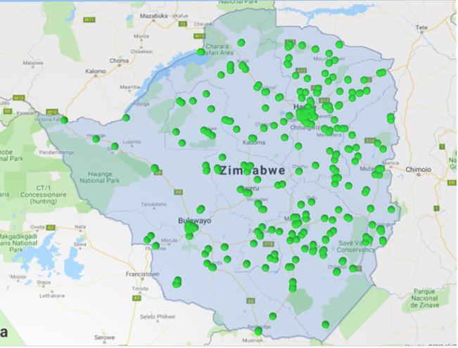 Figure 1: A map showing the areas where ZESN received reports from ZEC preparations Over the course of the reporting period observer reports have confirmed that the ZEC Constituency, and Ward offices