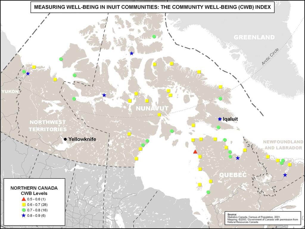 Appendix Appendix Map 1: 7 / Applying the CWB and the HDI to Inuit in Canada /