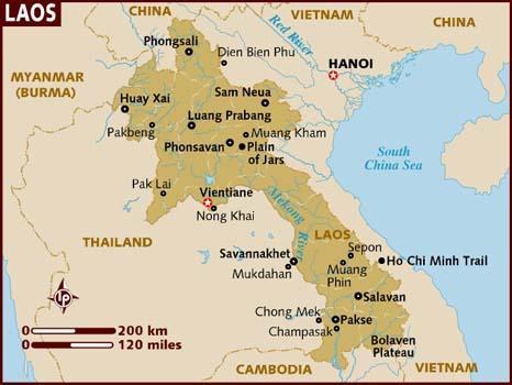LAOS Laos, officially the Lao People's Democratic Republic, is a landlocked country in Southeast Asia, bordered by Burma and the People's Republic of China to the