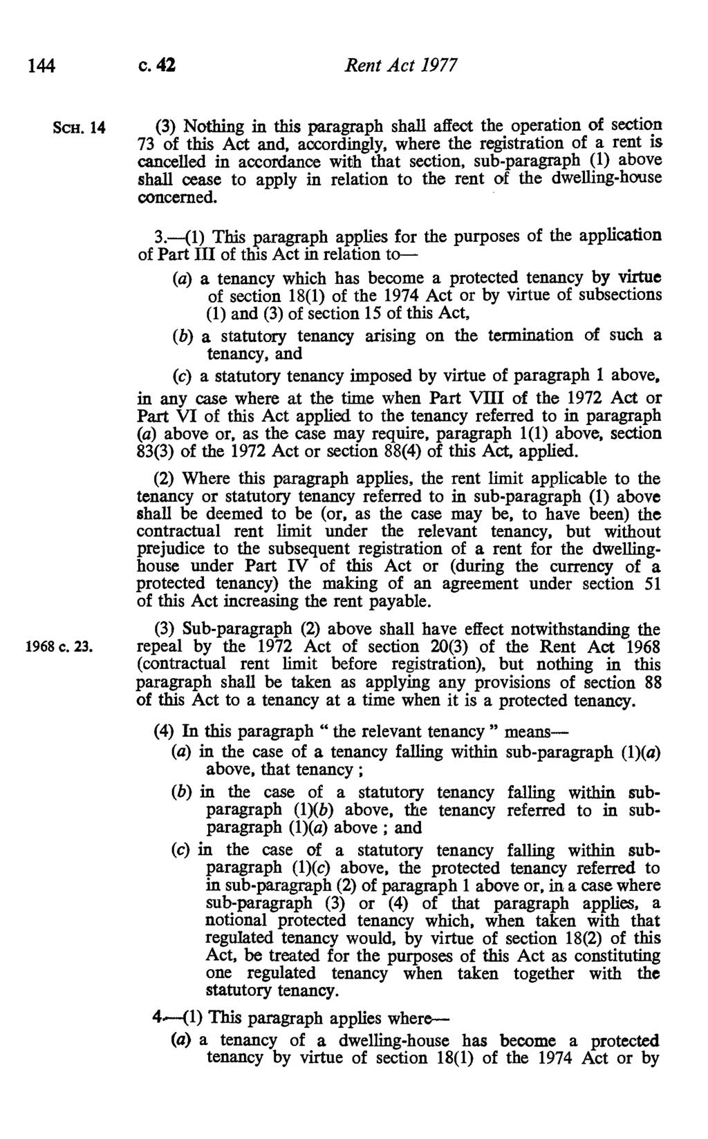 144 c. 42 Rent Act 1977 Scx.