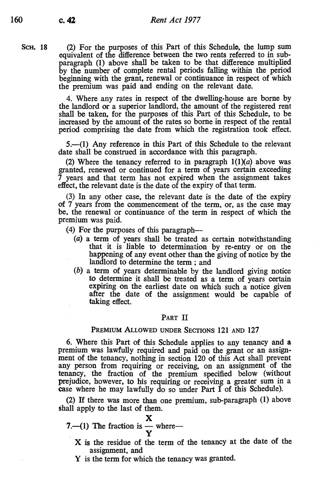 160 c. 42 Rent Act 1977 SCH.