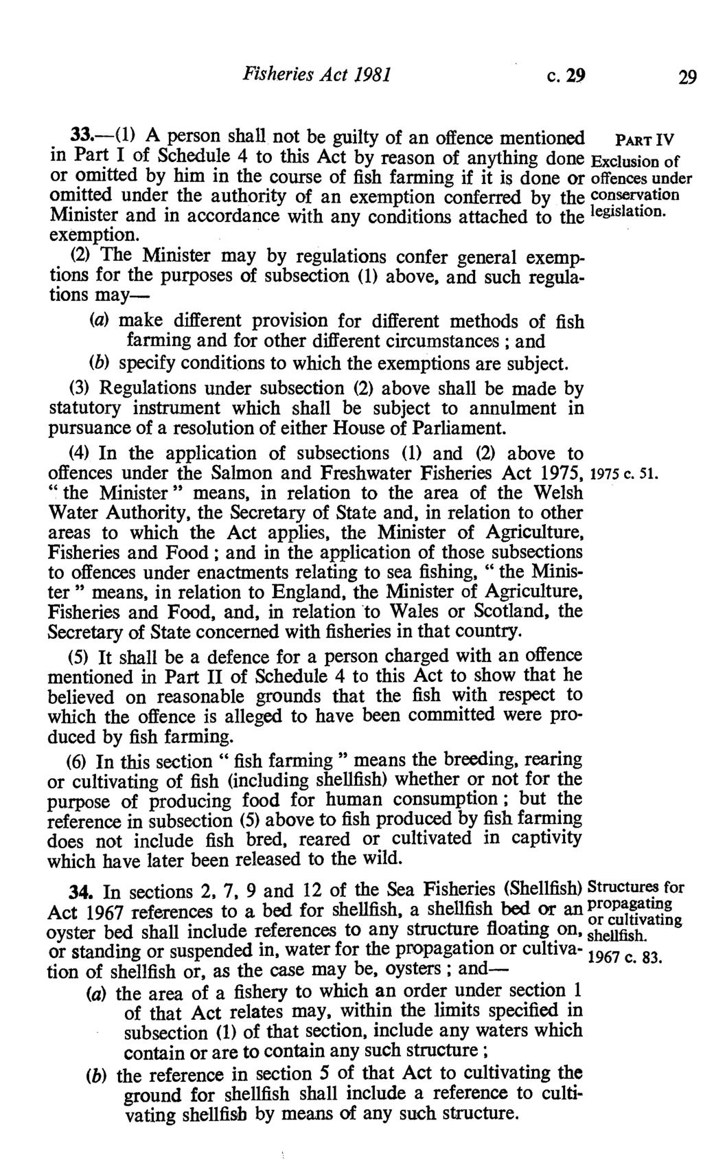 Fisheries Act 1981 c. 29 29 33.