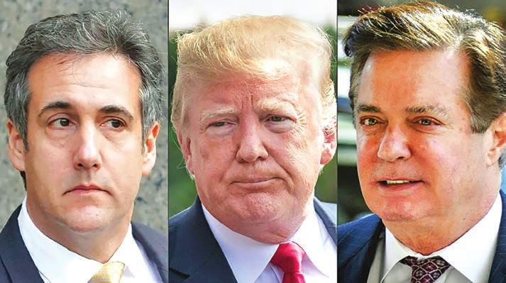 Trump denies wrongdoing, slams Cohen stories on hush payments US President Donald Trump was dealt back-to-back blows in the cases of his former lawyer Michael Cohen (L) and former campaign chairman