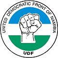 11. UDF (United Democratic Front) Left: UDF Logo; Right; Party President Apius Auchab The UDF is a merger od numerous small parties.