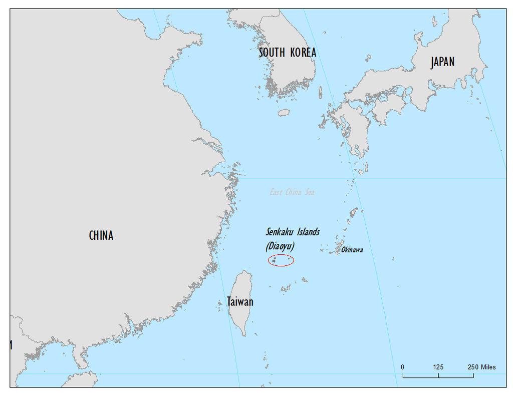 Figure 1. Map of Senkaku (Diaoyu/Diaoyutai) Islands and Surrounding Region Source: Created by CRS using Esri Basemaps. The Senkaku Isands have been slightly enlarged for highlighting purposes.