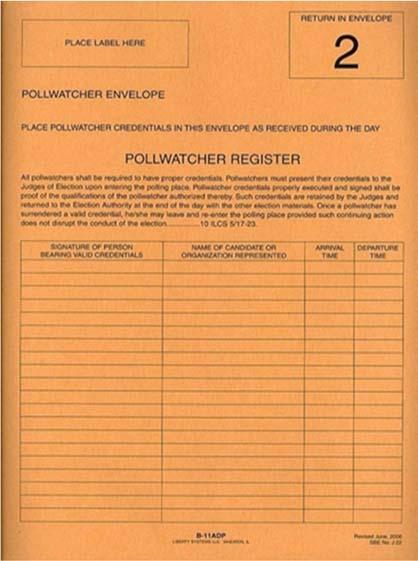 SEGMENT 3 ELECTION DAY PROCEDURES POLLWATCHERS (continued) Number of Pollwatchers allowed in polling place Appointed by Candidate Two (2) per precinct Appointed by Political Party Two (2) per