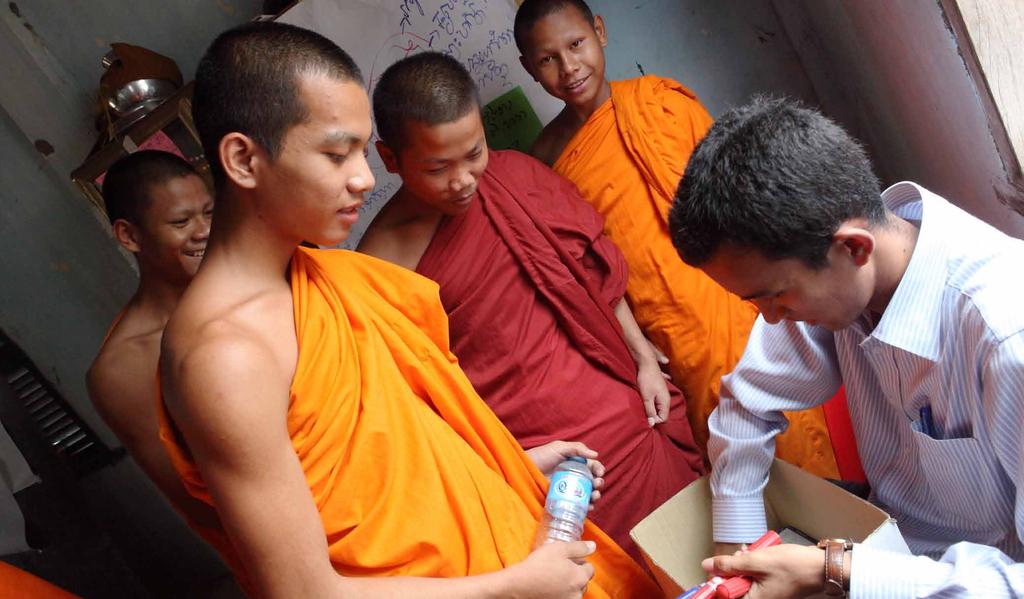 HEALING THROUGH BUDDHISM Around 90 % of the Cambodian believe in Buddhism, the monks play a key role as the mediators between victims and perpetrators.