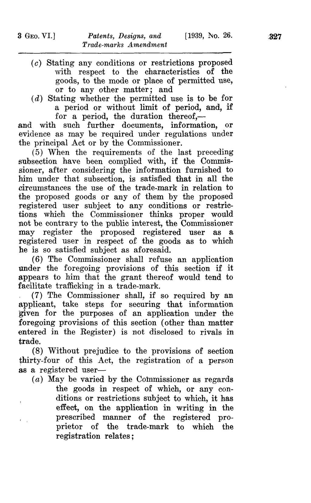 3 GEO. VI.] Patents, Designs, and [1939, :No. 26.