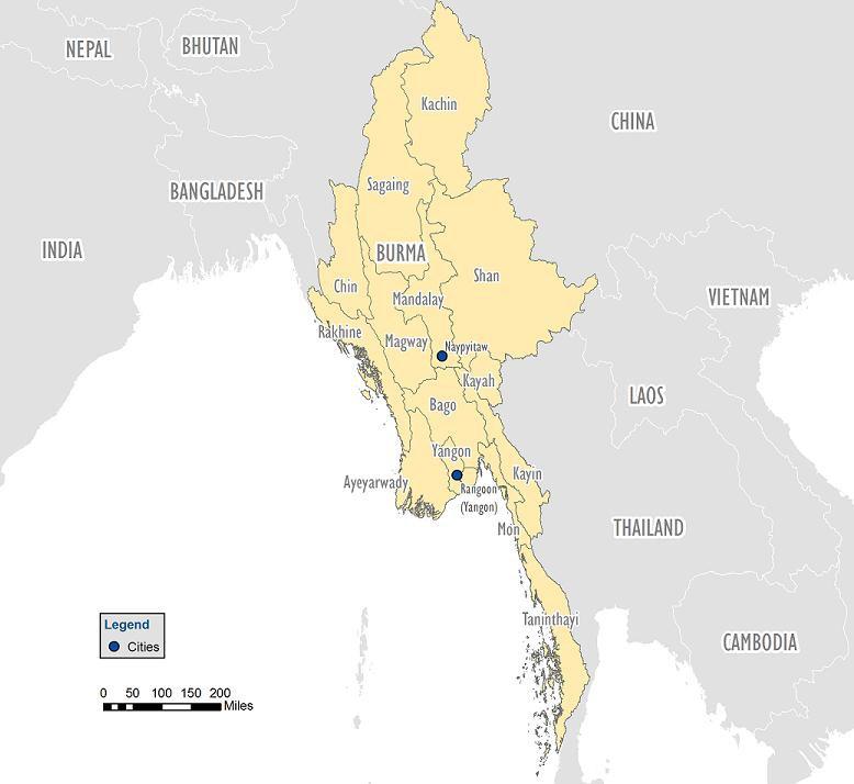 Figure 1. Map of Burma Showing States and Regions Source: CRS Author Contact Information Michael F.