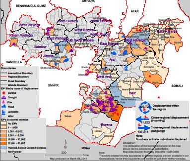 OROMIA REGION - KEY FINDINGS DISPLACEMENT TRACKING MATRIX (DTM) OROMIA REGION, ETHIOPIA LOCATION AND CAUSE OF DISPLACEMENT: 205,247 displaced individuals in 30,841 households in 124 displacement
