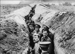 Trench Warfare Dug out muddy, rat-infested trenches with an empty no man s