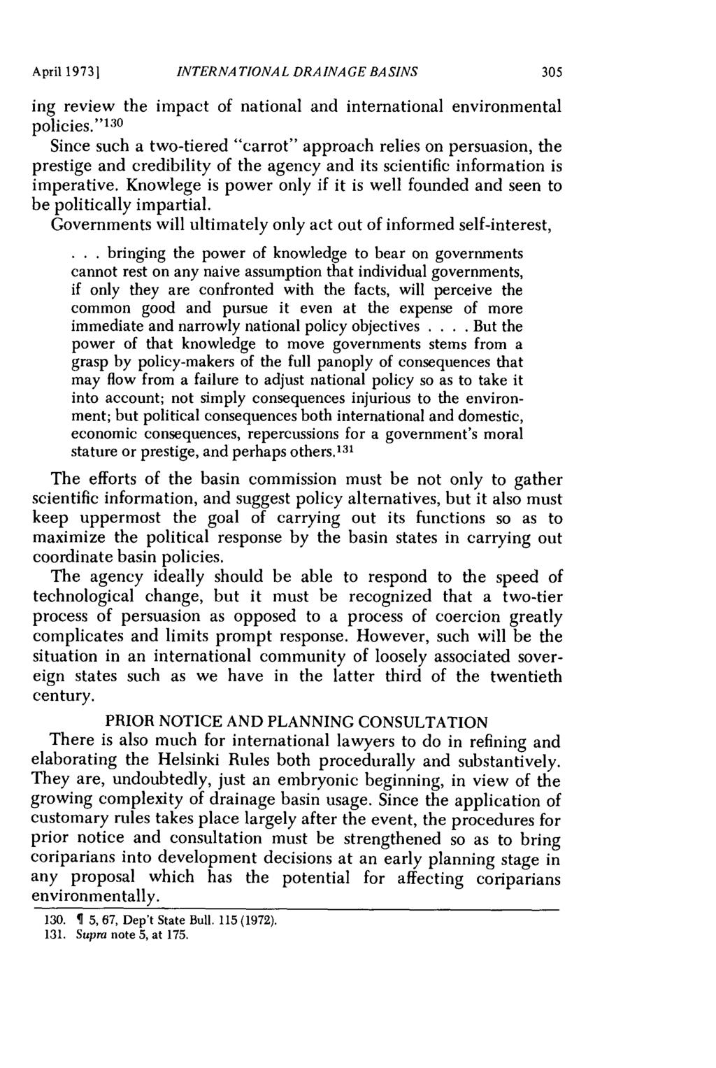 April 19731 INTERNATIONAL DRAINAGE BA SINS ing review the impact of national and international environmental policies.