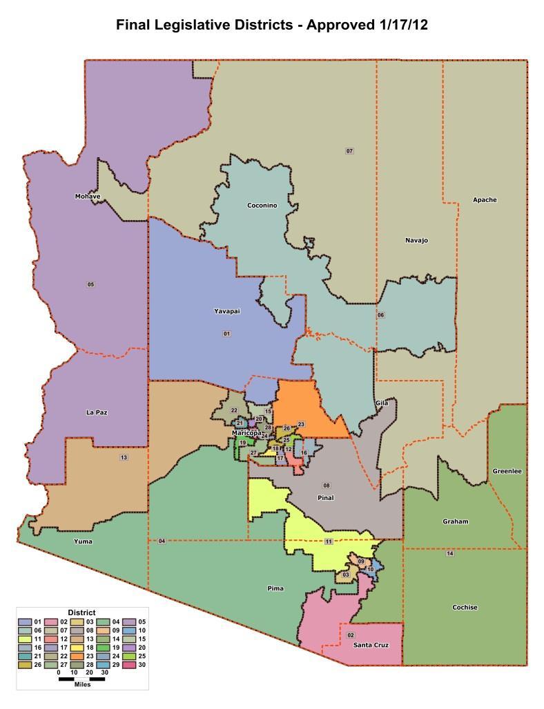 Arizona Legislature 30 Legislative Districts 1 Senator 2