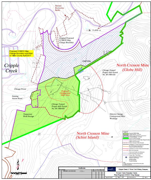 Development rock location Approximate Location of Development rock in relation to Amendment 11 expansion approved by DRMS and Teller County.