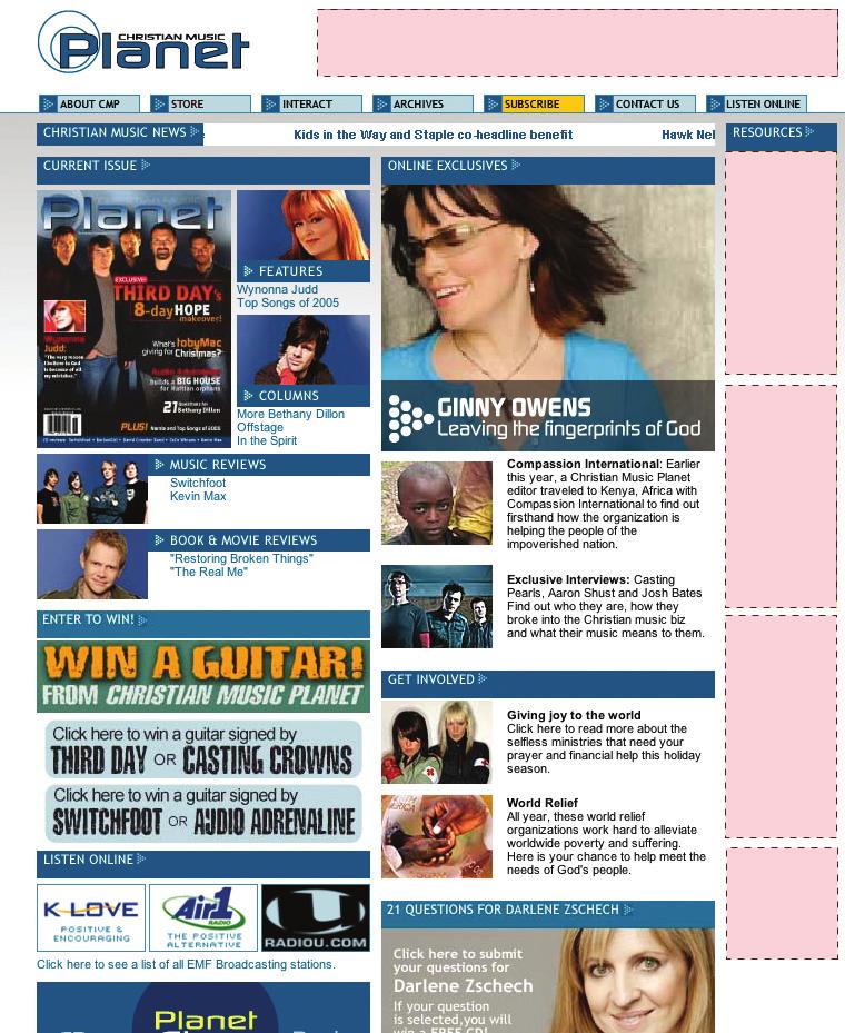 : Banner Ads All banner ads run concurrently with the Christian Music Planet bimonthly magazine. All rates are net rates.