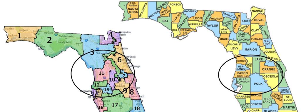Central Florida The Congressional Districts & Counties I-4 Corridor Counties Hillsborough Polk Osceola