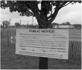 Hearing notice requirements 16 No state statutes require direct mailing of notices to adjoining neighbors Municipalities may adopt additional local noticing requirements: Signs on application