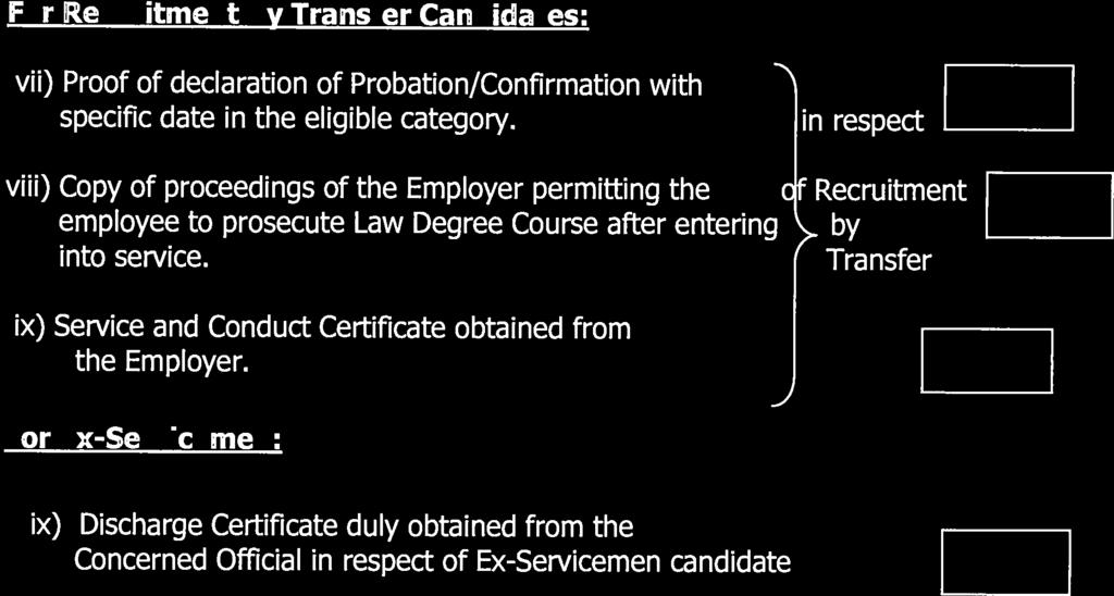 Candidates: vii) Proof of declaration of Probation/Confirmation with specific in eligible category.