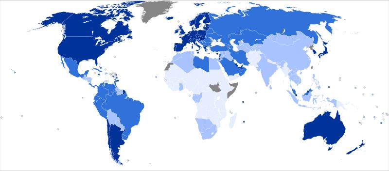 Human Development Index Darker colors indicate more developed 2012 Rankings: Very High: 1. Norway, 2. Australia, 3. U.S.