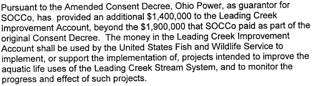 2. Director's Final Findings & Orders Page 4 of 7 of the data for Leading Creek, Ohio EPA determined that some of the original endpoints were inappropriate for certain segments of Leading Creek. " 17.