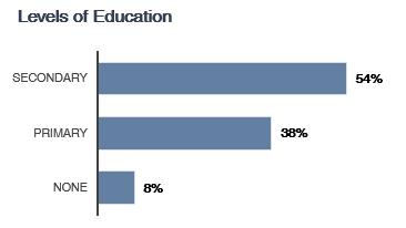 education, 8% reported not having obtained any formal level of education.