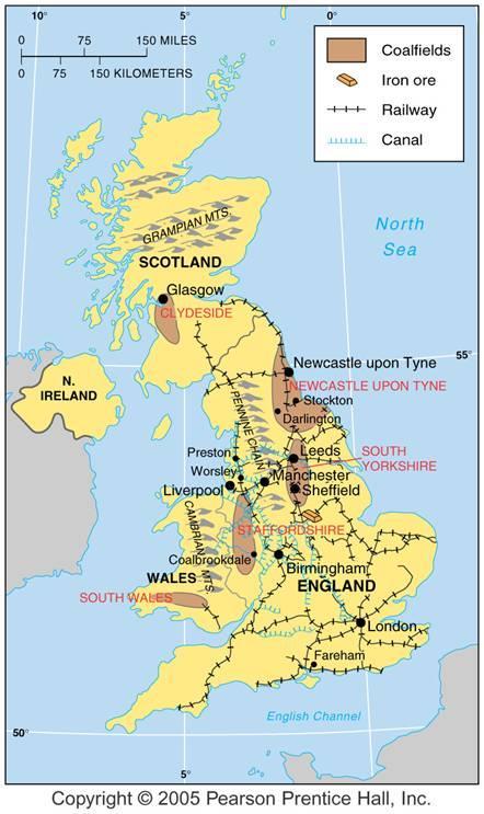 UNITED KINGDOM The Industrial Revolution originated in the Midlands and northern England and southern Scotland, in part because those areas contained a remarkable concentration of innovative