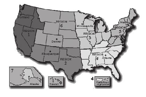 The Fish and Wildlife Service is divided into seven regions.