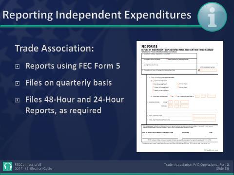 C. Reporting Independent Expenditures Made by Connected Organization 1. Reported Using FEC Form 5 Download at https://beta.fec.gov/help-candidates-andcommittees/forms/#other-filers 2.