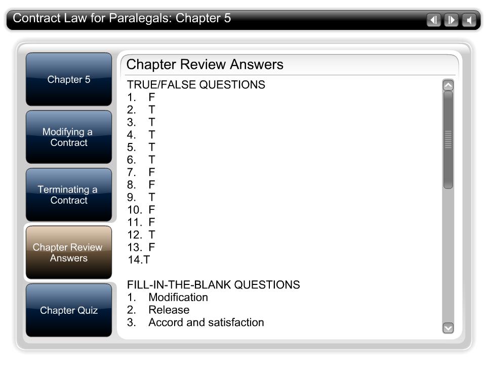 Chapter Review Answers Tab Text TRUE/FALSE QUESTIONS 1. F 2. T 3. T 4. T 5. T 6. T 7.