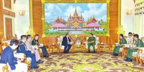 At the meeting, they discussed promoting friendly relations between Myanmar and China and exchanged views on bilateral cooperation in economic, education, tourism and environmental sectors.