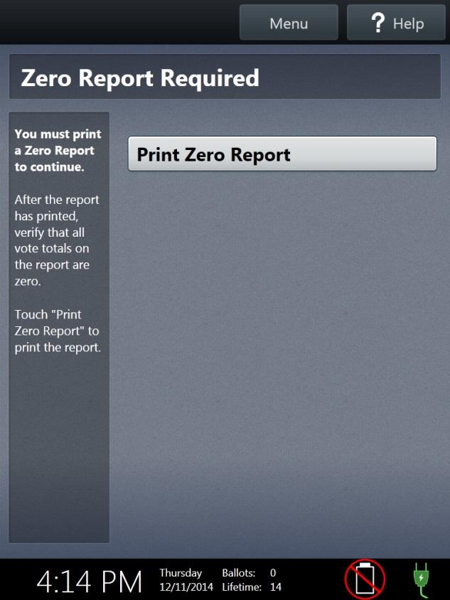 Printing Zero Reports Print first of three Zero tapes Tap Print Zero Report on the touchscreen Verify that no