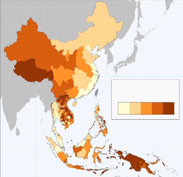 population living below $2 / day (each dot = 5 people) % of population living below PPP$2/day in 22 2% 4% 6% 8% Source: Poverty