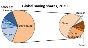 Saving rates will decline more slowly in developing countries Source: World Bank (2013) Global